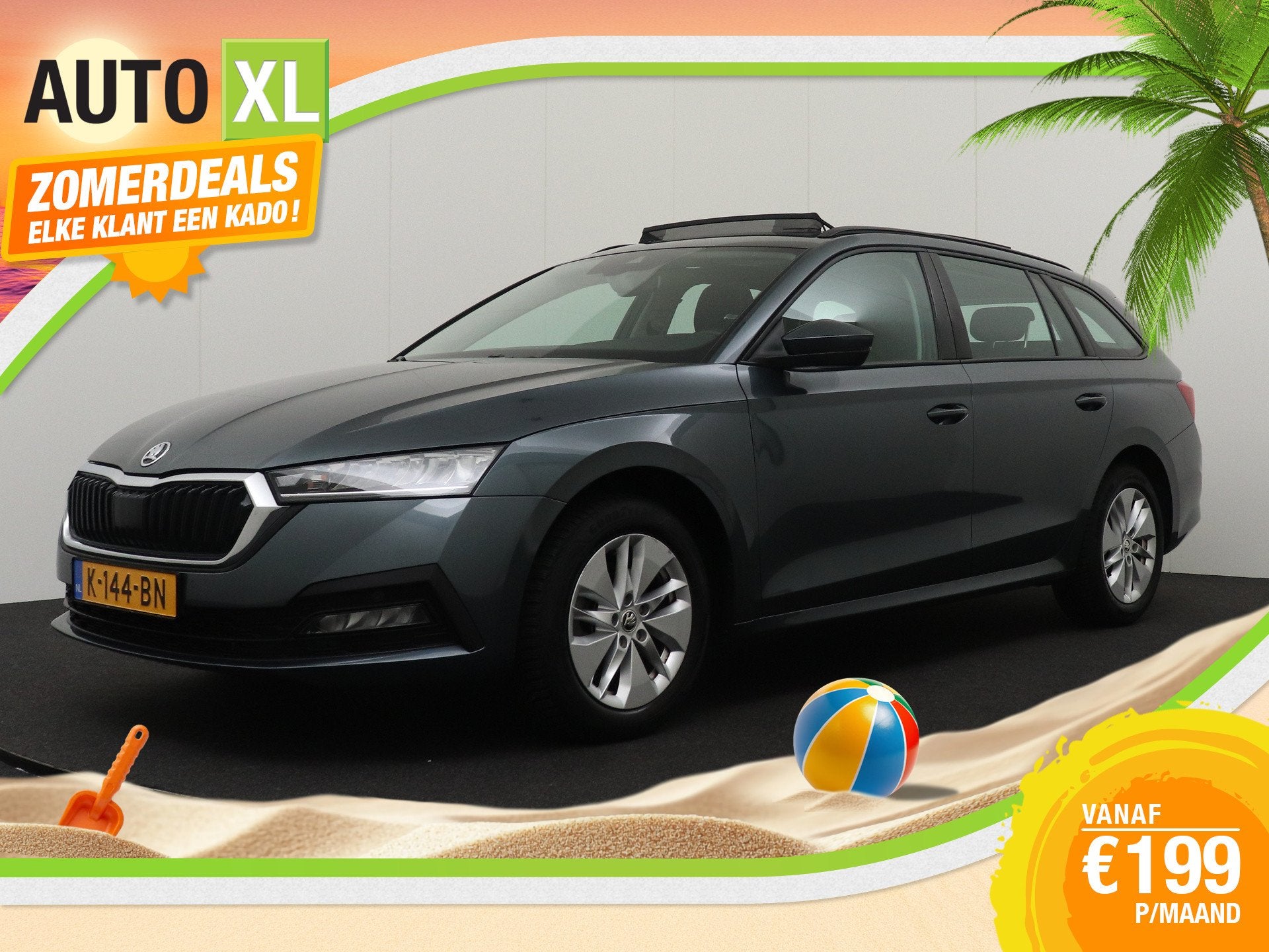 Skoda Octavia Combi 111 PK TSI Business+ Pano-dak Climate El, Auto's, Skoda, Stof, Origineel Nederlands, 3 cilinders, Zilver of Grijs