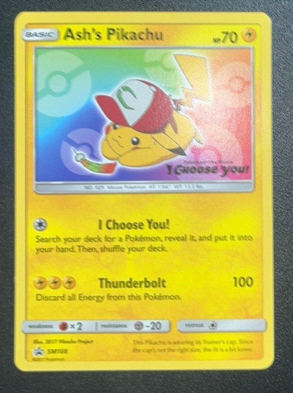 Ash's Pikachu 2017 Pokemon kaart - Near Mint, Ophalen of Verzenden, Zo goed als nieuw, Losse kaart