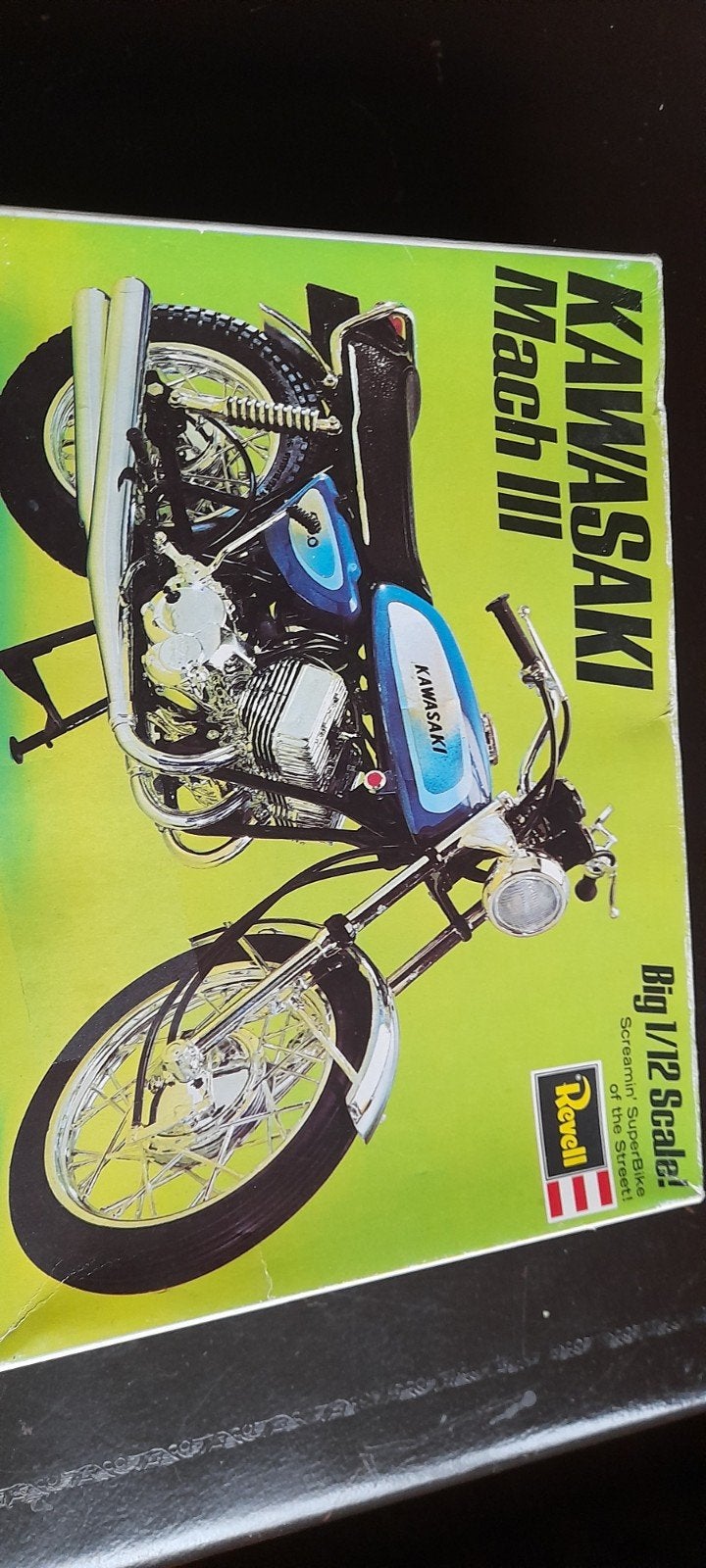 Vintage Revell bouwdoos, Kawasaki mach III, widowmaker. 1971, Gebruikt, 1:50 of kleiner, Revell, Overige typen