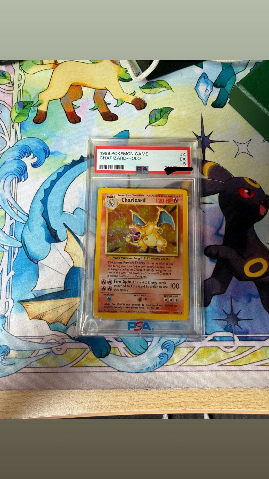 PSA 5 base set Charizard Holo 1999 Pokémon Game EX, Ophalen of Verzenden, Gebruikt, Losse kaart