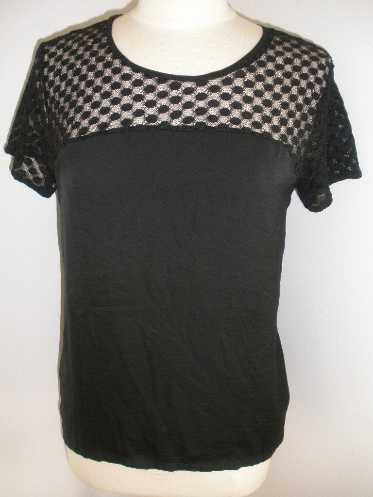 H&M t- shirt zwart met kanten bovenkant maat S - nieuw -, Kleding | Dames, Maat 38/40 (M), H&M, Zwart, Nieuw
