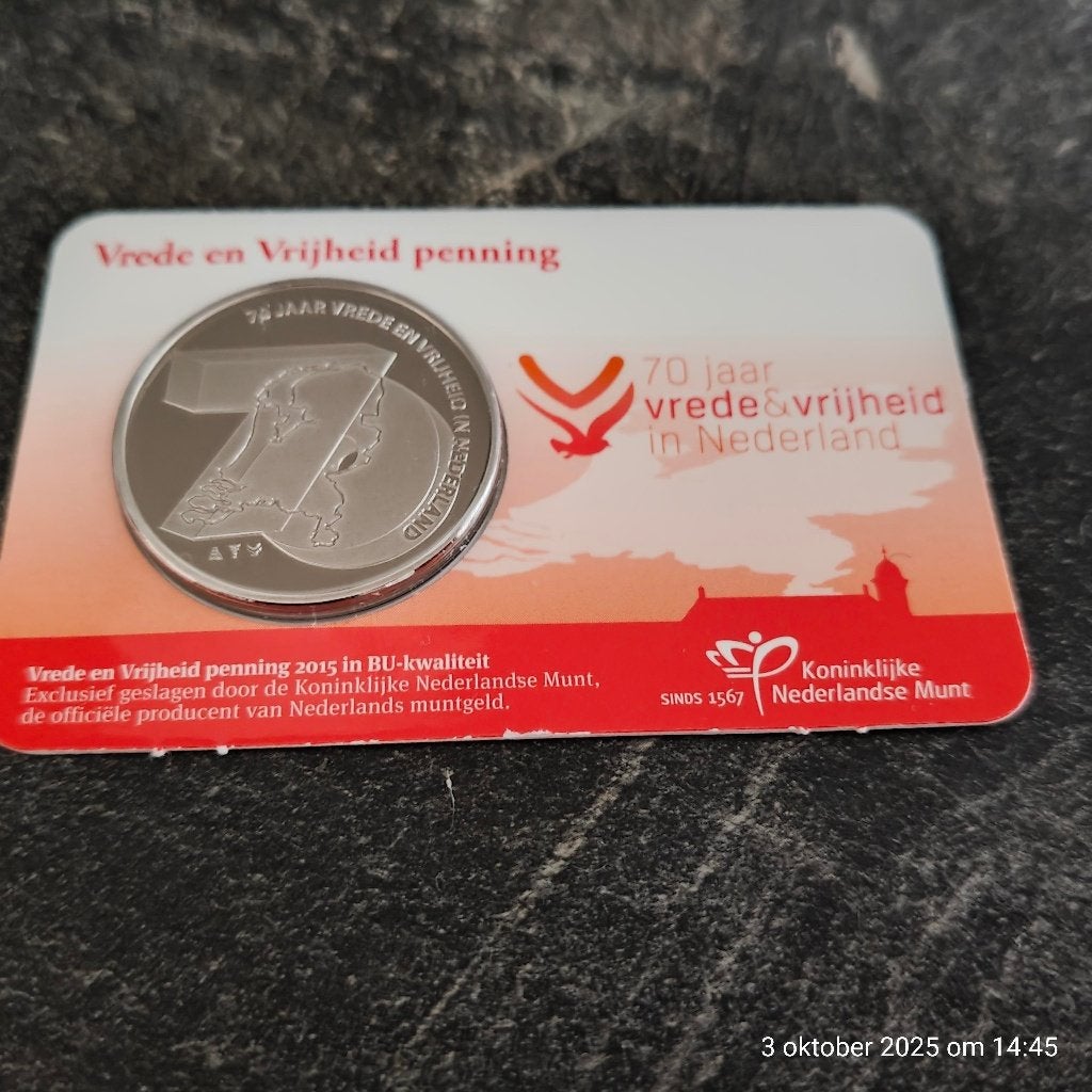 2015 70 Jaar Vrede en Vrijheid in Nederland BU k, Ophalen of Verzenden, Koningin Beatrix, Euro's