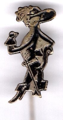 De Gelaarsde Kat zilverkl sprookjes speldje ( W_207), Verzenden, Zo goed als nieuw, Figuurtje, Speldje of Pin
