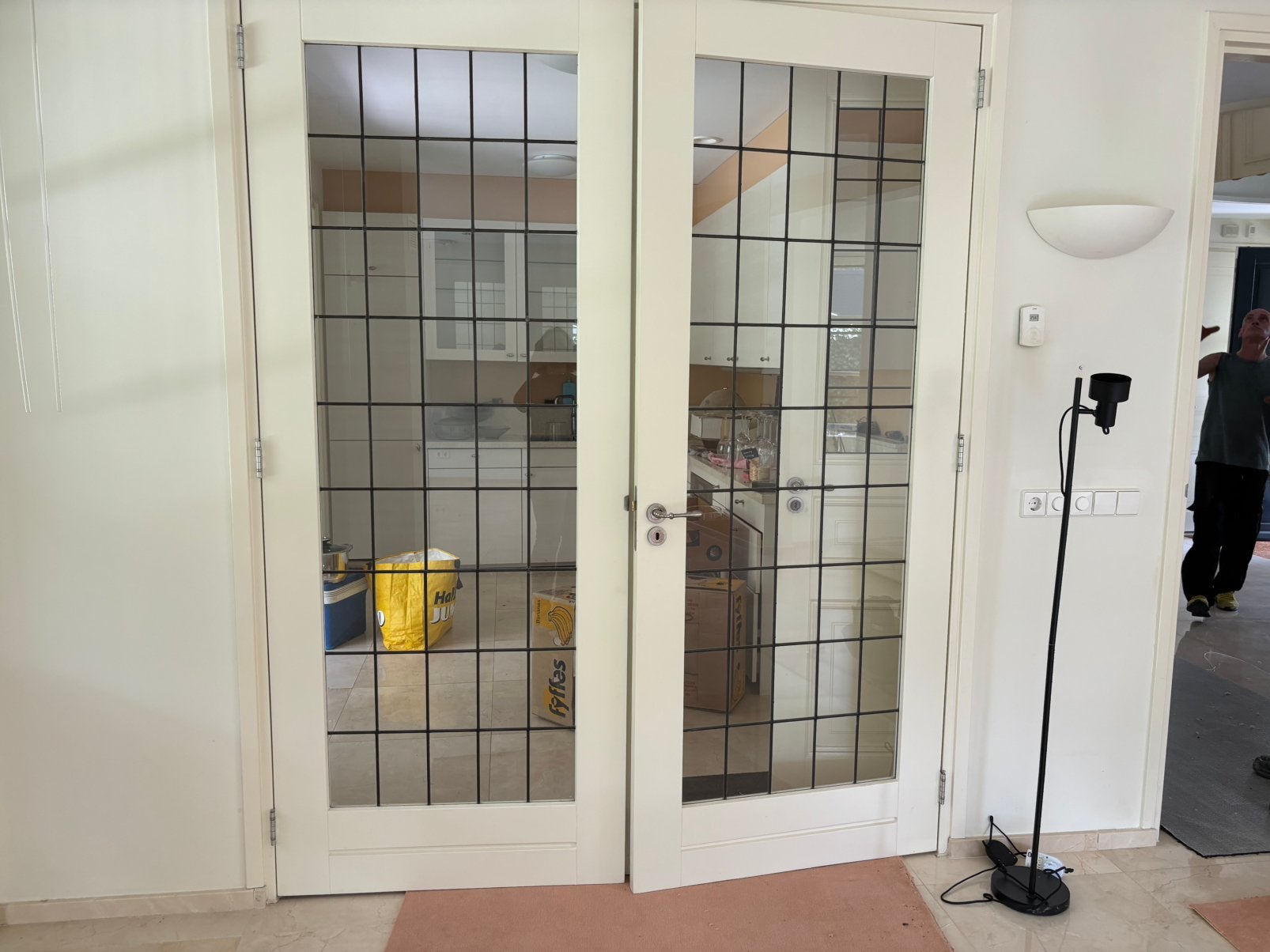 Openslaande binnendeuren met glas in lood ramen, Ophalen, 120 cm of meer, Binnendeur, Zo goed als nieuw