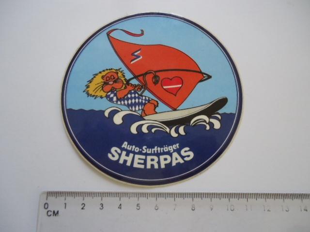 sticker oud Windsurf strip leeuw surf board auto sherpas, Verzenden, Zo goed als nieuw, Bedrijf of Vereniging