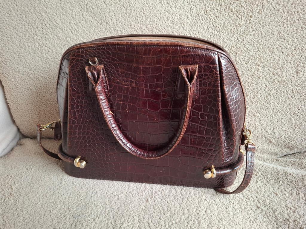 BALLY Made in Italy Crocodile vintage tas, Ophalen of Verzenden, Gebruikt, Bruin, Overige merken