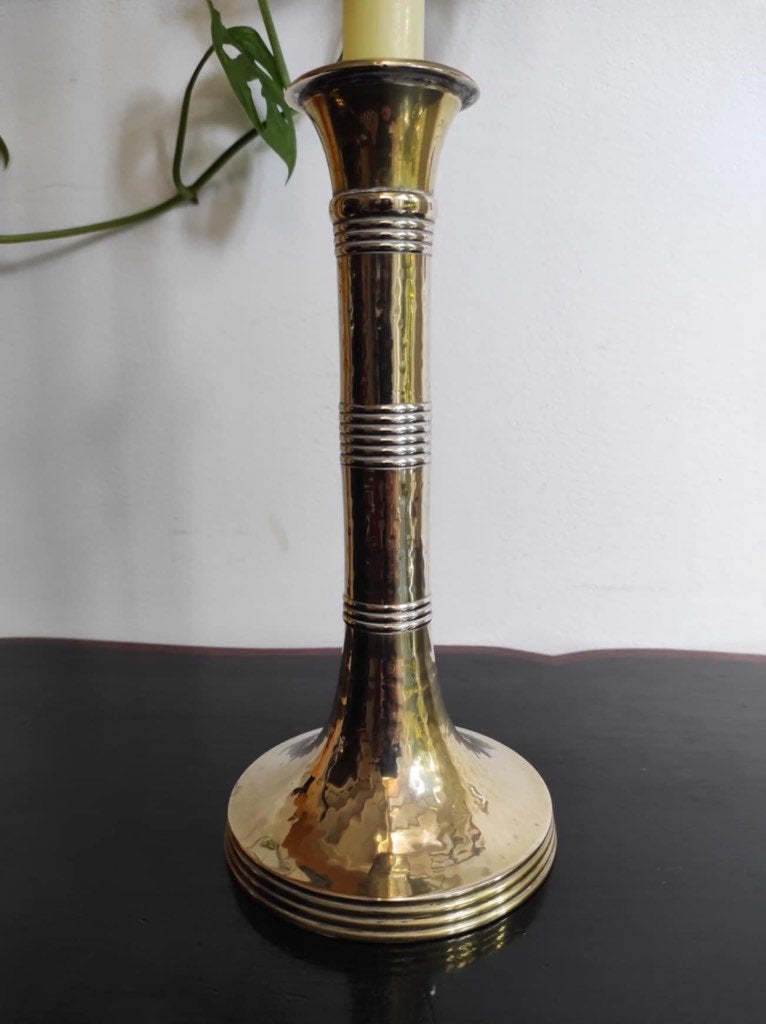 Zware verzilverde kandelaar India, Ophalen of Verzenden, Zilver