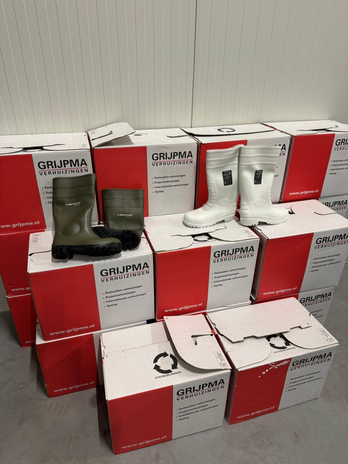 Partij NIEUWE laarzen Dunlop & Portwest - 116 paar NP €4200, Ophalen, Nieuw, Laarzen