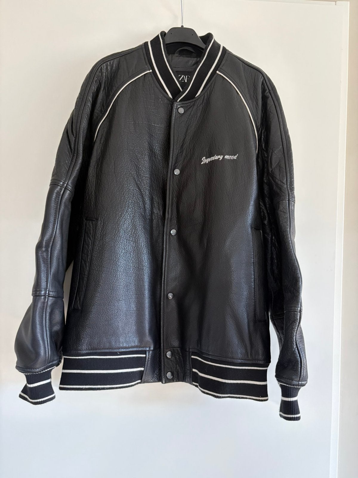 Baseball echte leren jas Zara maat Xl, Ophalen of Verzenden, Zo goed als nieuw, Maat 56/58 (XL), Zwart