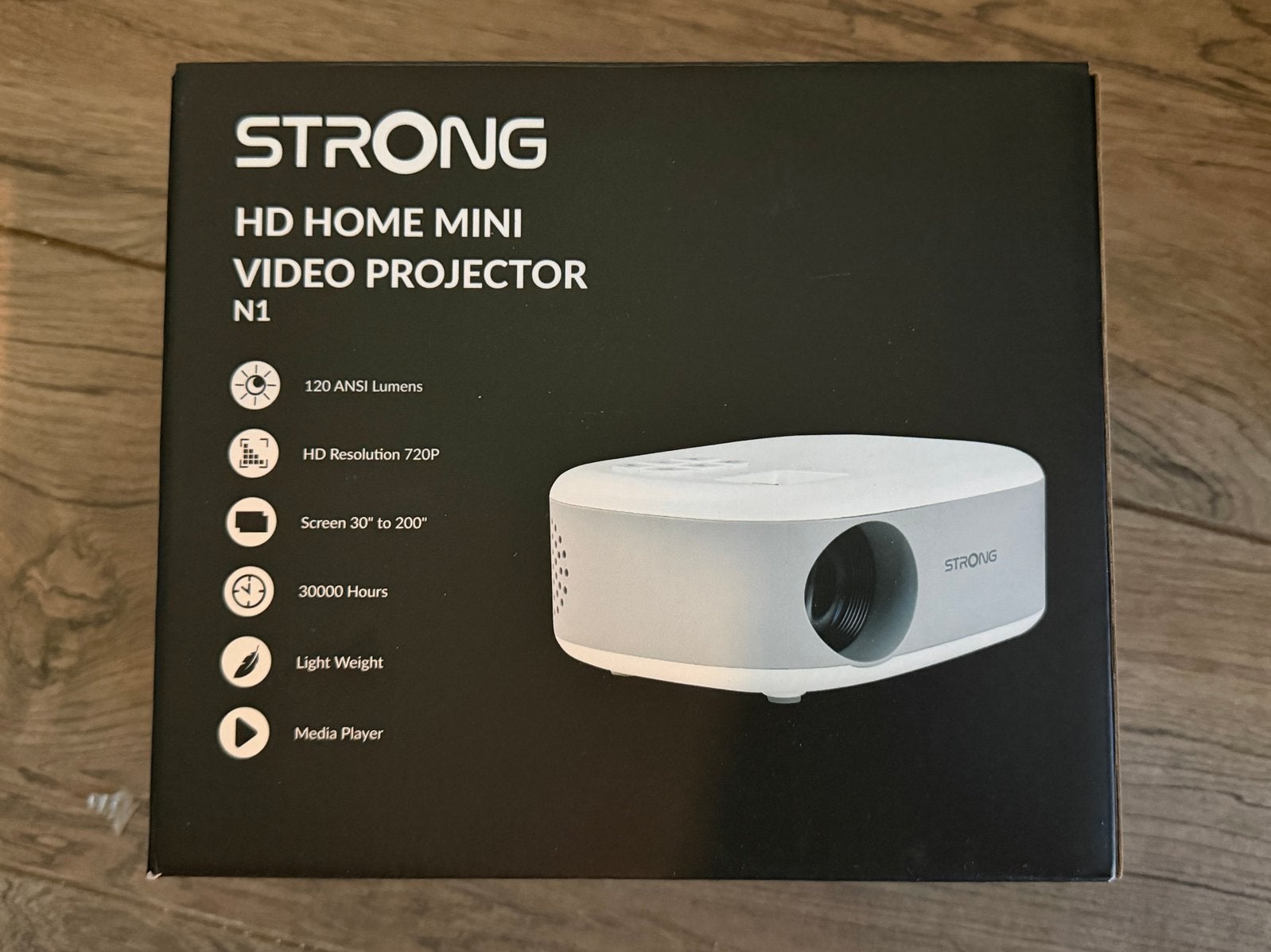 STRONG HD Home Mini Video Projector N1 - Ongebruikt, HD (720), LED, Ophalen of Verzenden, Zo goed als nieuw