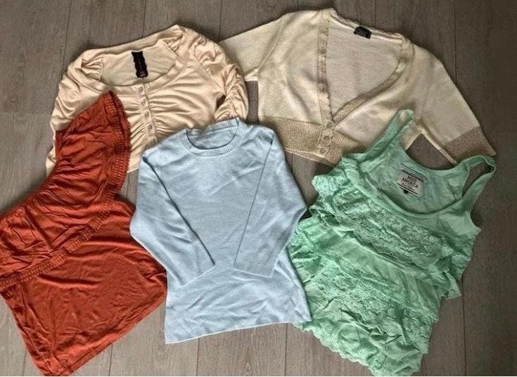 Dameskleding pakket 5 tops/shirts maat 34/36/S/XS, Meerkleurig, Ophalen of Verzenden, Zo goed als nieuw, Korte mouw
