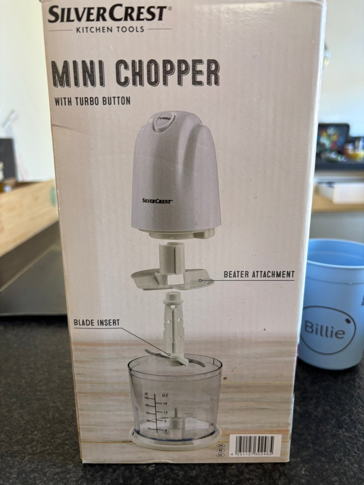 Mini chopper nieuw in verpakking, Minder dan 1 liter, Ophalen of Verzenden, Zo goed als nieuw, 1 snelheid