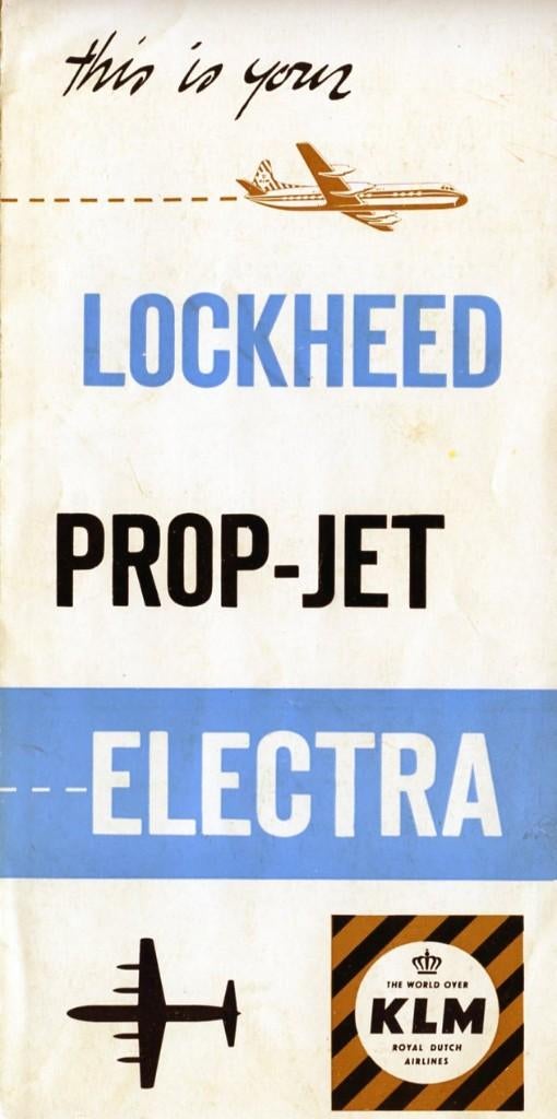 KLM brochure Lockheed Electra, Ophalen of Verzenden, Gebruikt, Kaart, Foto of Prent