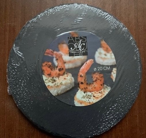 Nieuwe ronde leisteen serveerplank - Ø 20 cm, Snij-/serveerplank, Nieuw, Ophalen of Verzenden, Zwart