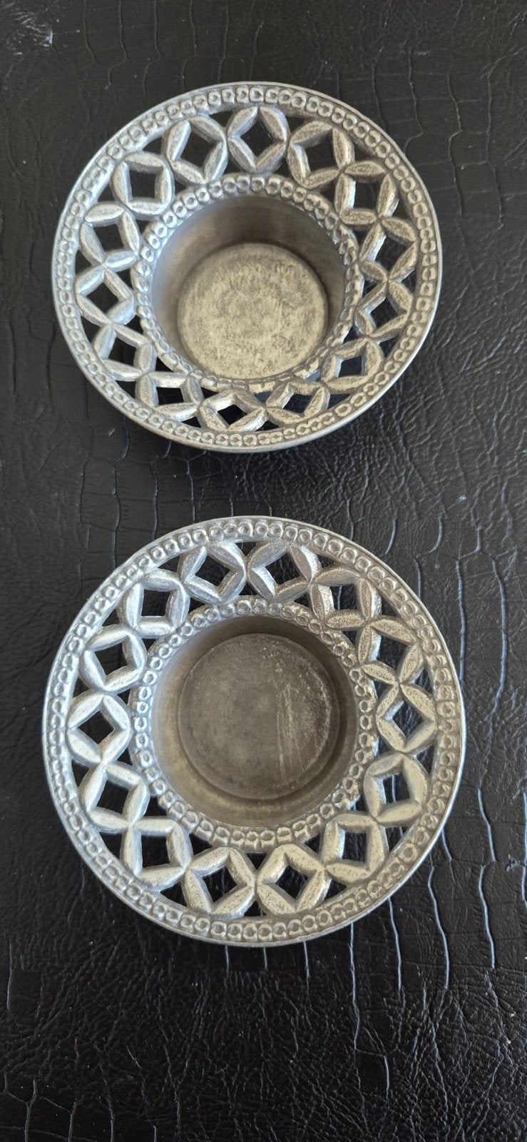 Vintage 2 tinnen waxinehouders Zwartebol vd Leeden, Ophalen of Verzenden