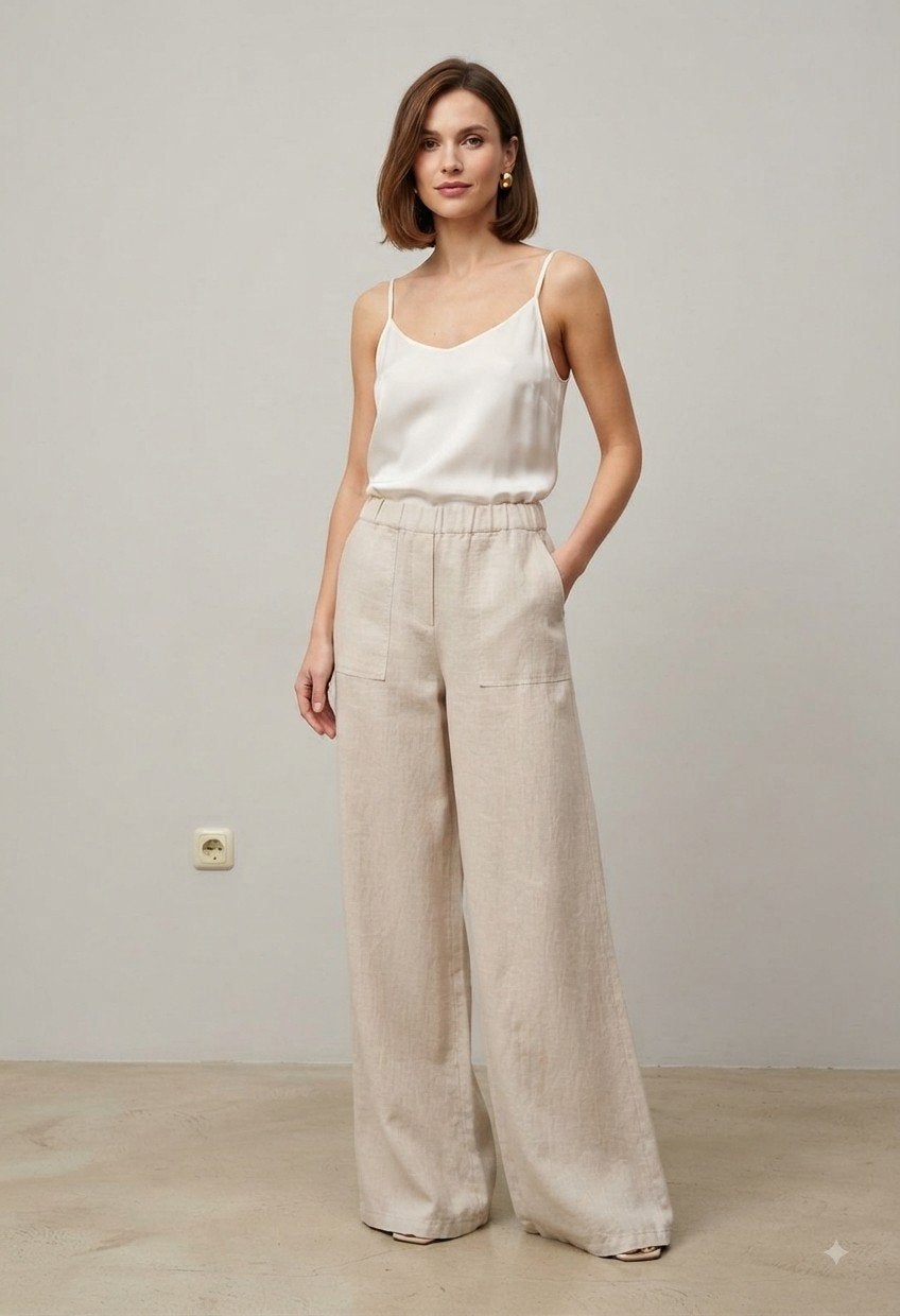 Gran sasso 100% linnen pantalon, Kleding | Dames, Maat 38/40 (M), Beige, Nieuw, Ophalen of Verzenden