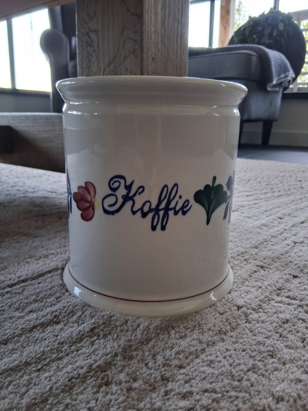Boch Freres Kofﬁe voorraadpot - Vintage Boerenbont, Antiek en Kunst, Ophalen of Verzenden