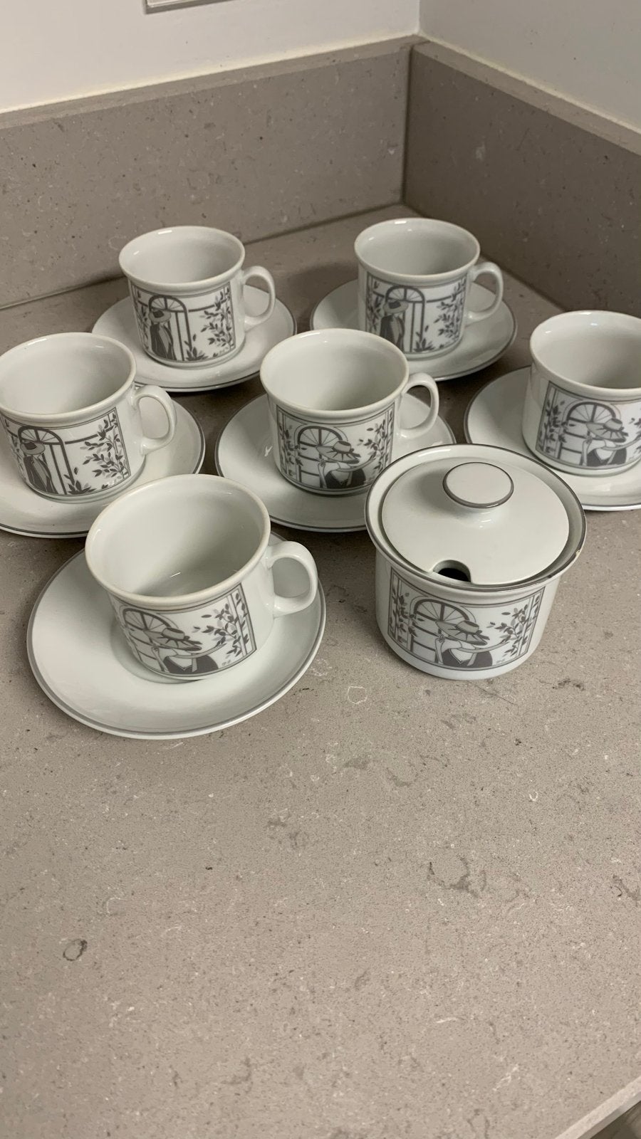 Vintage Kronester Bavaria Servies - 6 Kopjes & Suikerpot, Ophalen of Verzenden