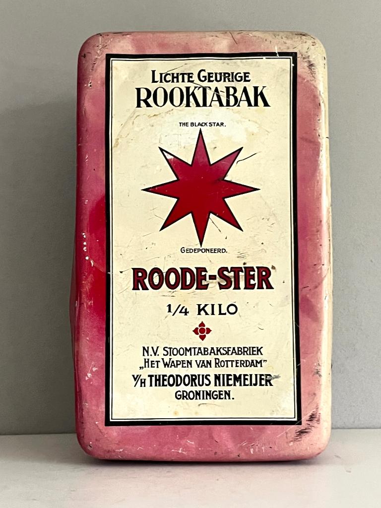 Oud tabaksblik Roode Ster, Ophalen of Verzenden, Gebruikt, Overige, Overige merken