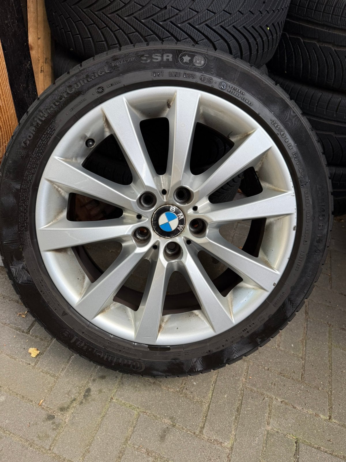 18 inch BMW velgen met winterbanden F10 5-serie, Ophalen, Gebruikt