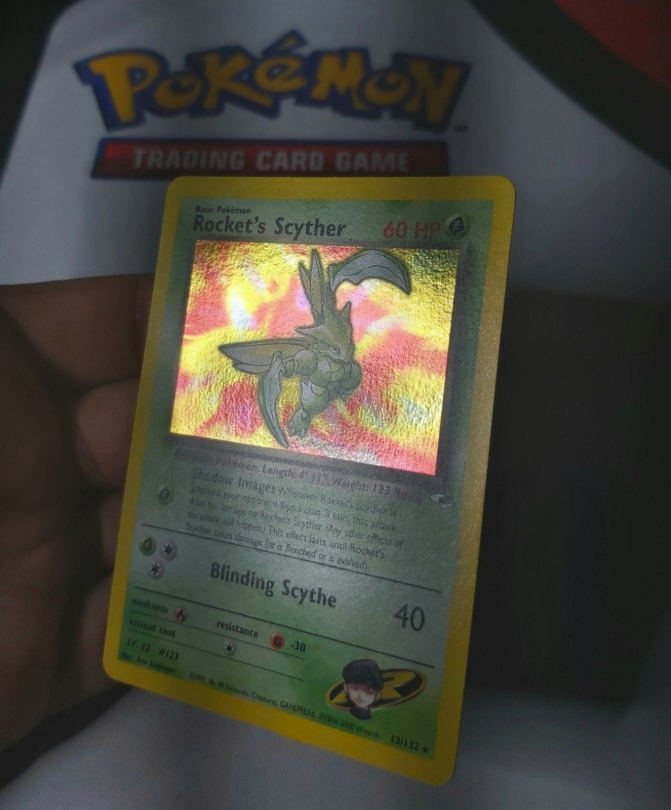 Rocket's Scyther Holo Rare, Gym Heroes Set 2000, Ophalen of Verzenden, Zo goed als nieuw, Losse kaart, Foil