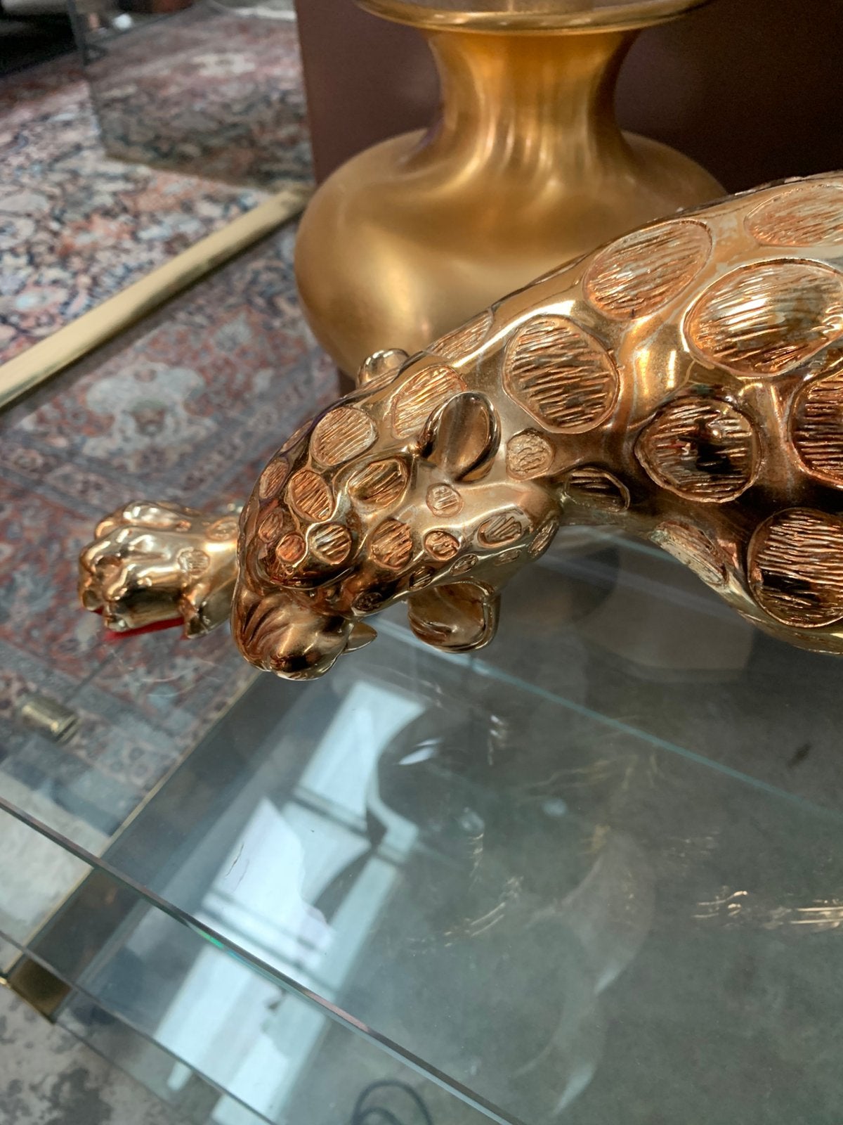 Panter schitterende grote gouden Hollywood Regency panter., Ophalen of Verzenden