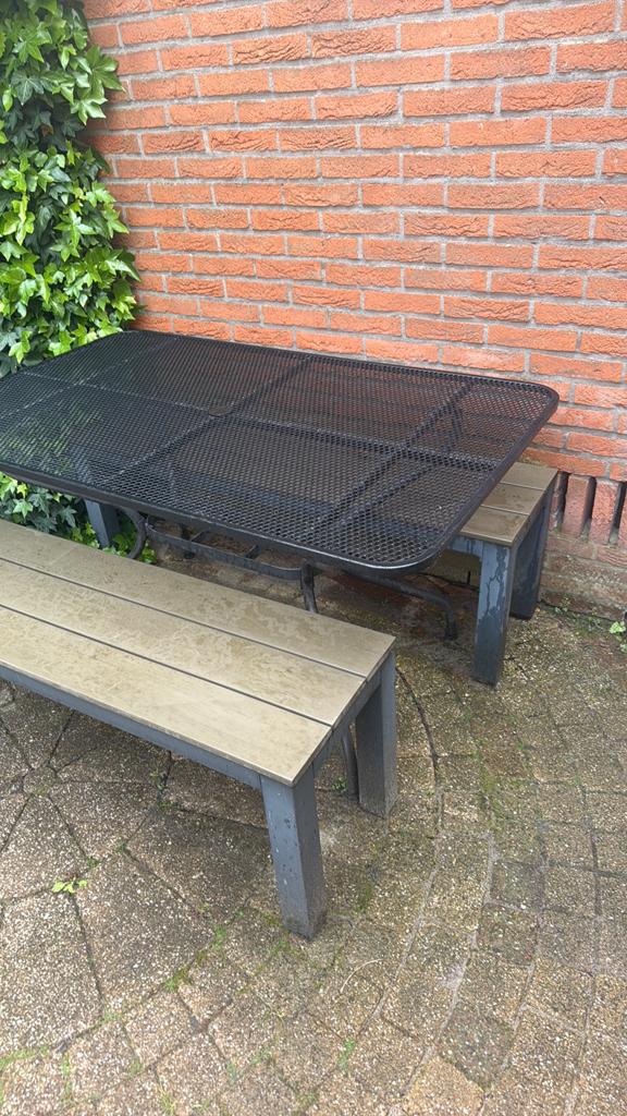 Tuintafel + 2 tuinbanken, Tuin en Terras, Tuinsets en Loungesets, Ophalen of Verzenden, Aluminium