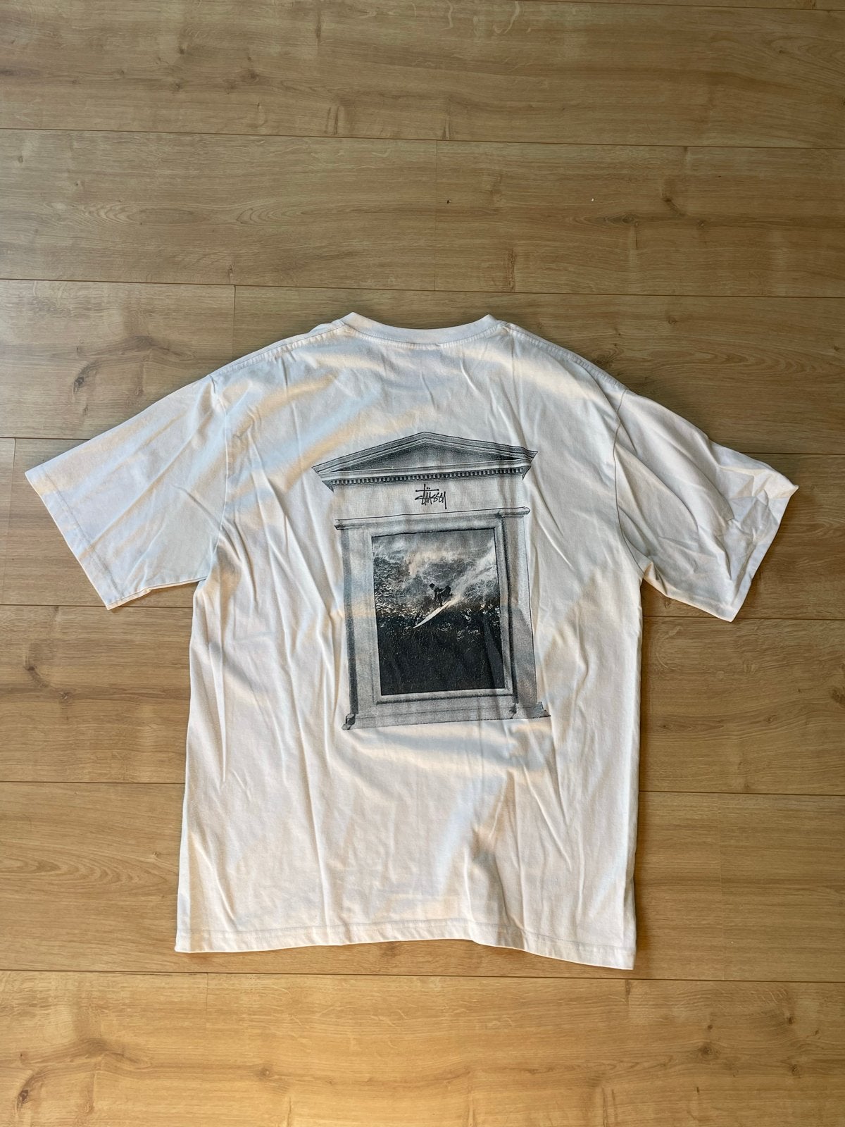 Stussy T-shirt met print - Maat L, Ophalen of Verzenden, Gedragen, Maat 52/54 (L), Wit