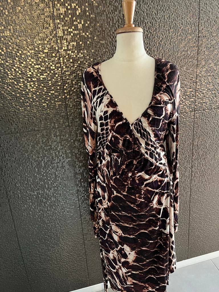 Nicowa Jurk met Dierenprint - Elegant en Comfortabel, Kleding | Dames, Maat 38/40 (M), Bruin, Ophalen of Verzenden, Zo goed als nieuw
