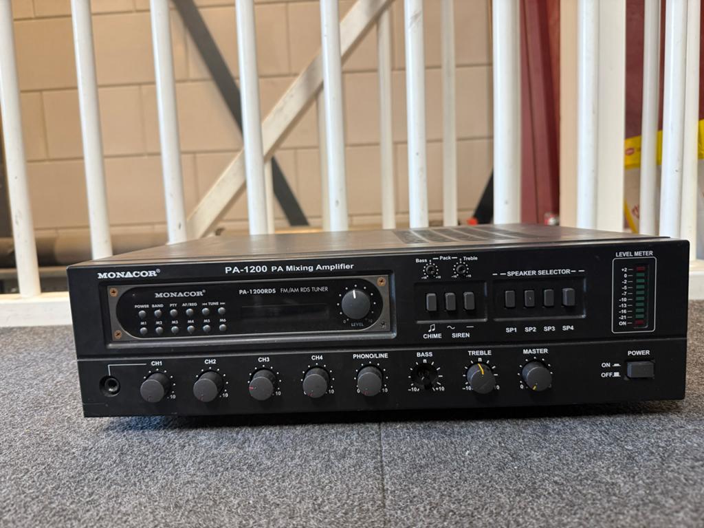 Monacor PA-1200 versterker, Audio, Tv en Foto, Versterkers en Receivers, Overige merken, Verzenden, 120 watt of meer, Gebruikt