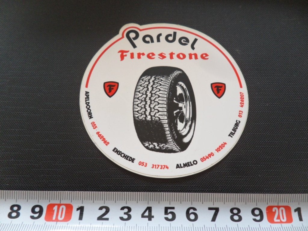 sticker PARDEL FIRESTONE Apeldoorn Enschede Almelo Tilburg, Ophalen, Zo goed als nieuw