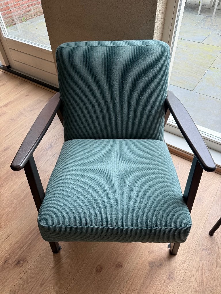 Zeer mooie Retro fauteuil, Ophalen, 75 tot 100 cm, Zo goed als nieuw, Stof
