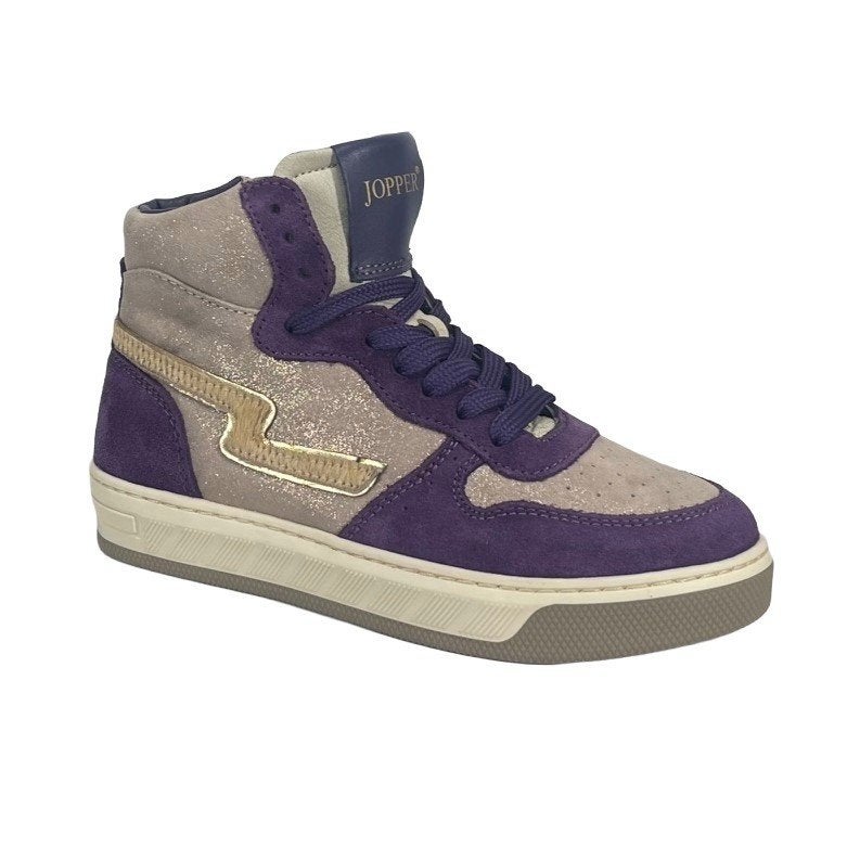 JOPPER maat 34 lerensneaker/rits beige/paars gratisverzenden, Elzenweg 19 Waalwijk, JOPPER BY HIP, Schoenen, Nieuw