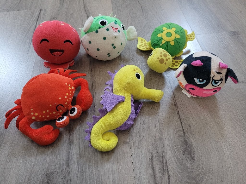 Knuffeltjes diverse soorten o.a. koe, krab, zeepaardje, Ophalen of Verzenden, Zo goed als nieuw, Overige typen