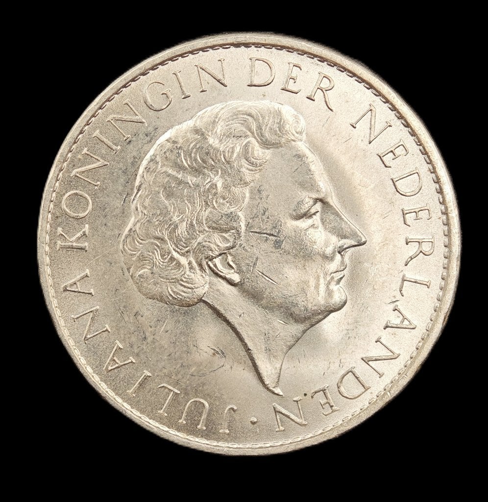1962 1 Gulden Juliana Suriname FDC-, 1 gulden, Koningin Juliana, Verzenden, Zilver