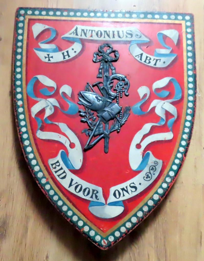 Uit inboedel: Antiek processieschild  H.Antonius Abt, incl, Antiek en Kunst, Verzenden