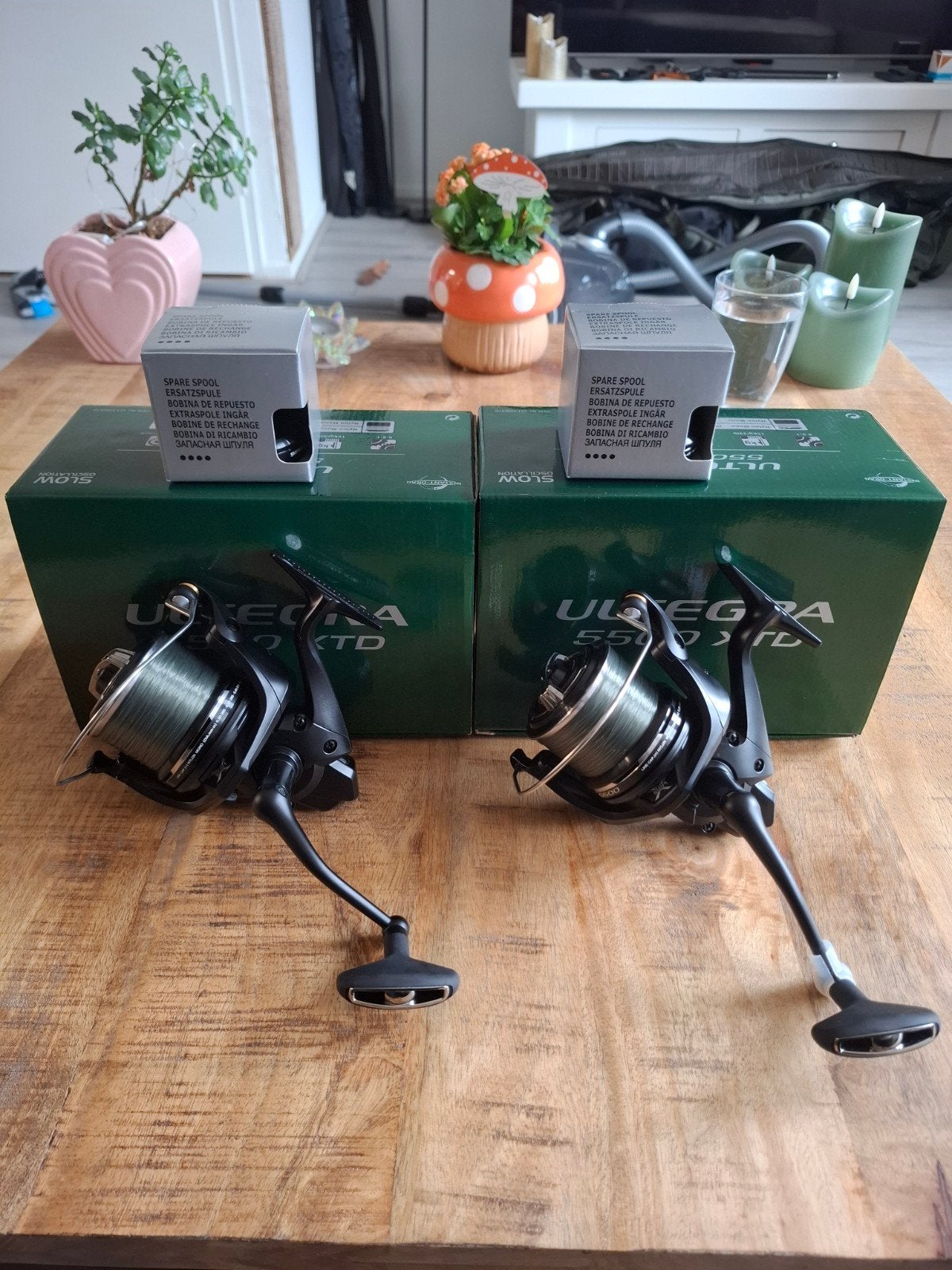 Te koop aangeboden 2x Shimano XTD 5500 molen nieuwstaat!, Watersport en Boten, Ophalen of Verzenden, Zo goed als nieuw, Molen
