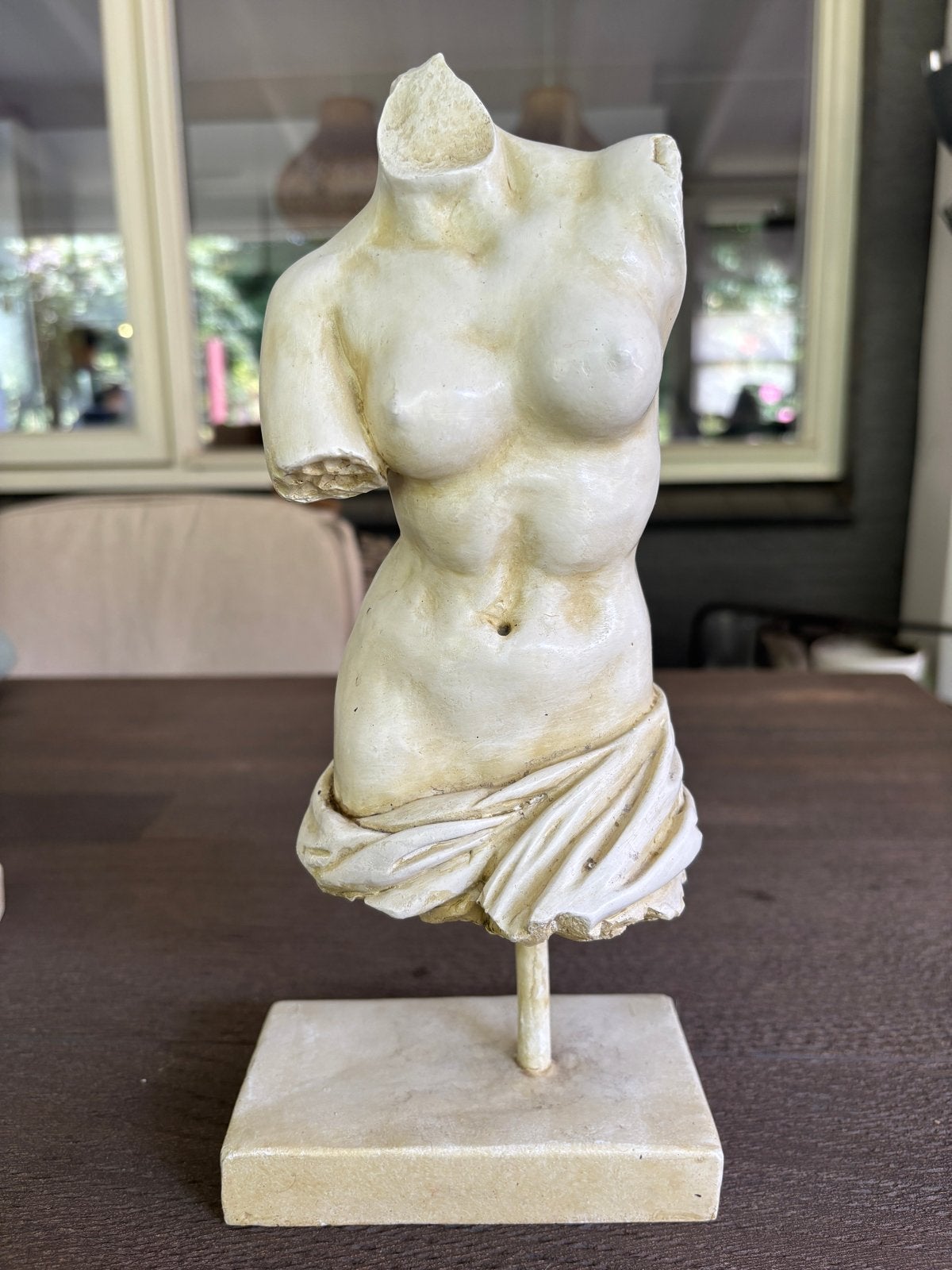 Klassieke Torso Buste op Sokkel - Vrouwelijke Figuur, Buste, Ophalen of Verzenden, 20 - 50 cm, Beige