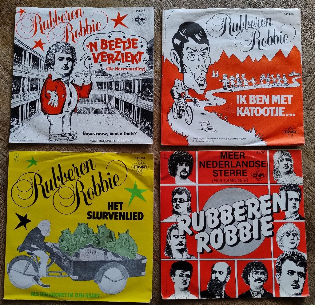 4x Singles 45 toeren van RUBBEREN ROBBIE (13), Cd's en Dvd's, 7 inch, Ophalen of Verzenden, Zo goed als nieuw, Overige typen