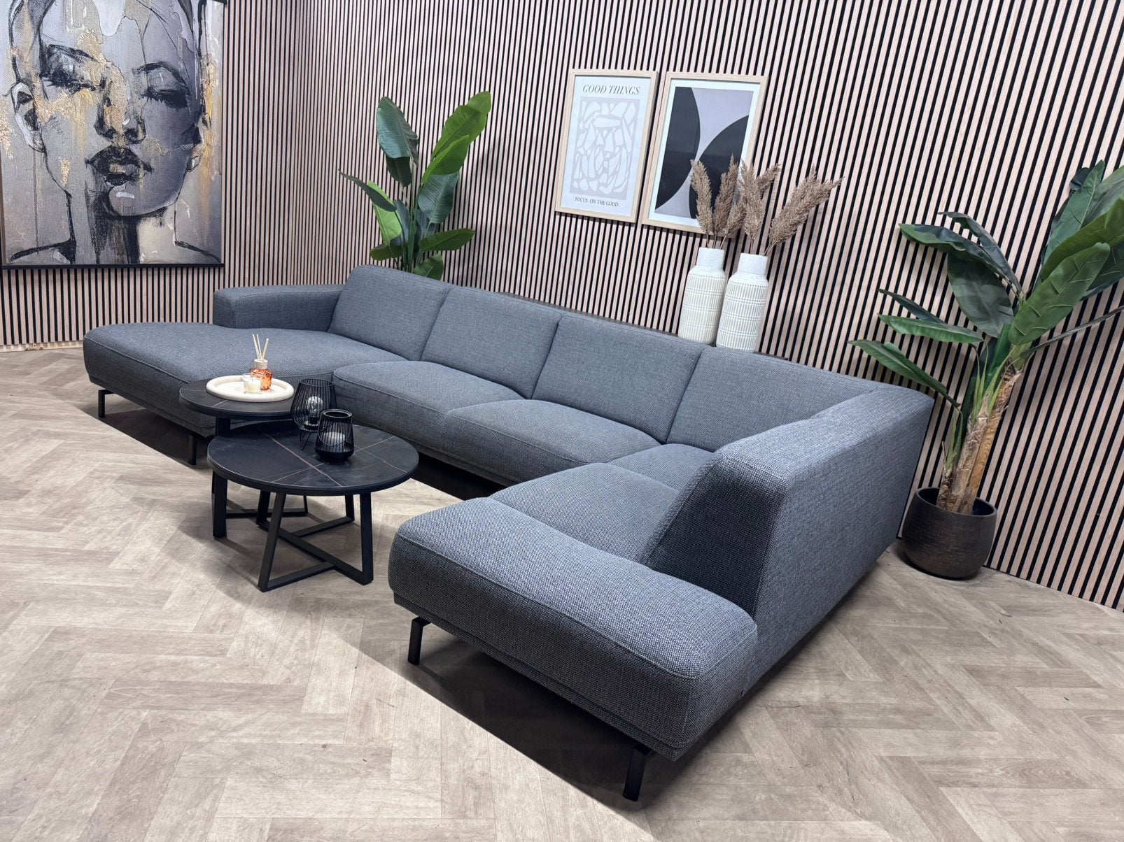 ZGAN | Montel Star U-Bank / Hoekbank - Grijs - 350cm, Huis en Inrichting, -, -, Hoekbank, 300 cm of meer