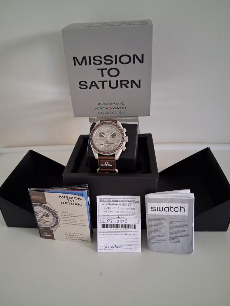 Omega x Swatch Bioceramic Moonwachtch-MissieTo Saturn NIEUW, Sieraden, Tassen en Uiterlijk, Horloges | Heren, Overige materialen