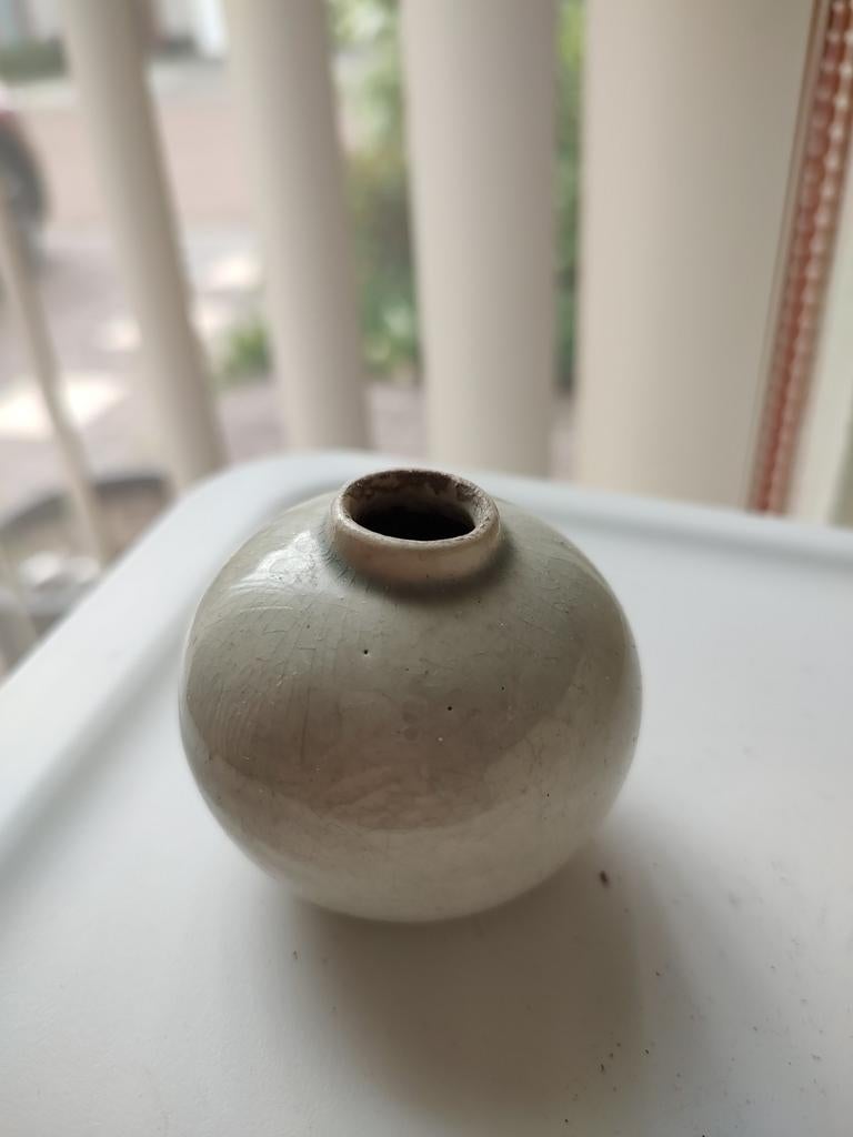 Vintage ADCO Gorningen vaasje, zeegroen, 5 cm hoog, Ophalen of Verzenden