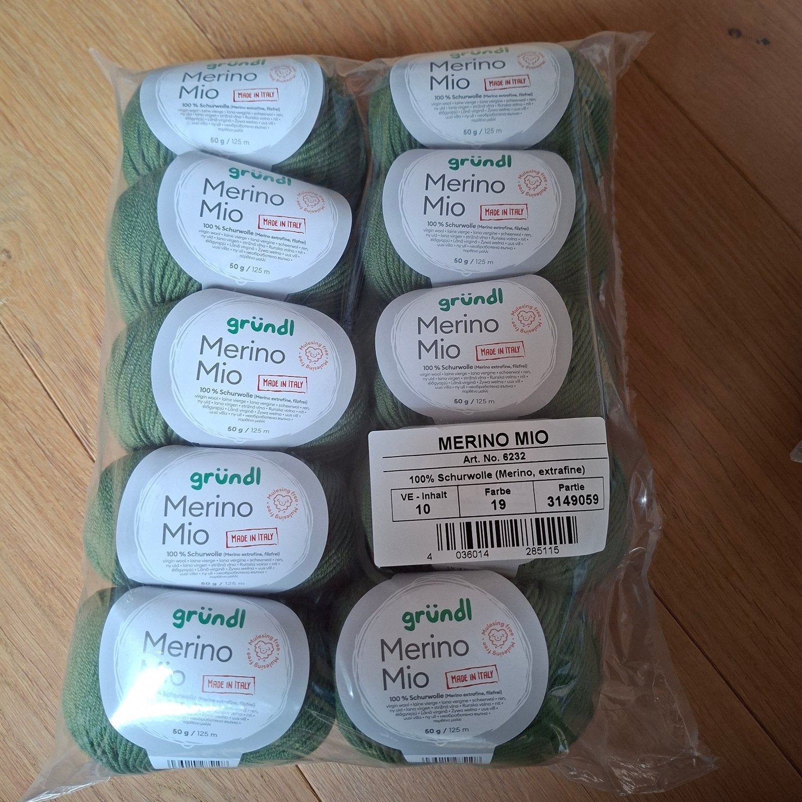 Gründl Merino Mio Wol - 10 bollen (kleur 19), Ophalen of Verzenden, Nieuw, Breien of Haken, Wol of Garen