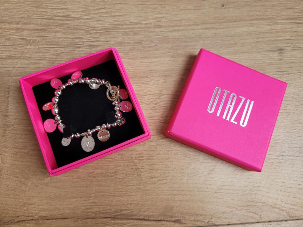 OTAZU zilveren Pink Ribbon armband ~ NH0604, Sieraden, Tassen en Uiterlijk, Armbanden, Ophalen of Verzenden, Zo goed als nieuw