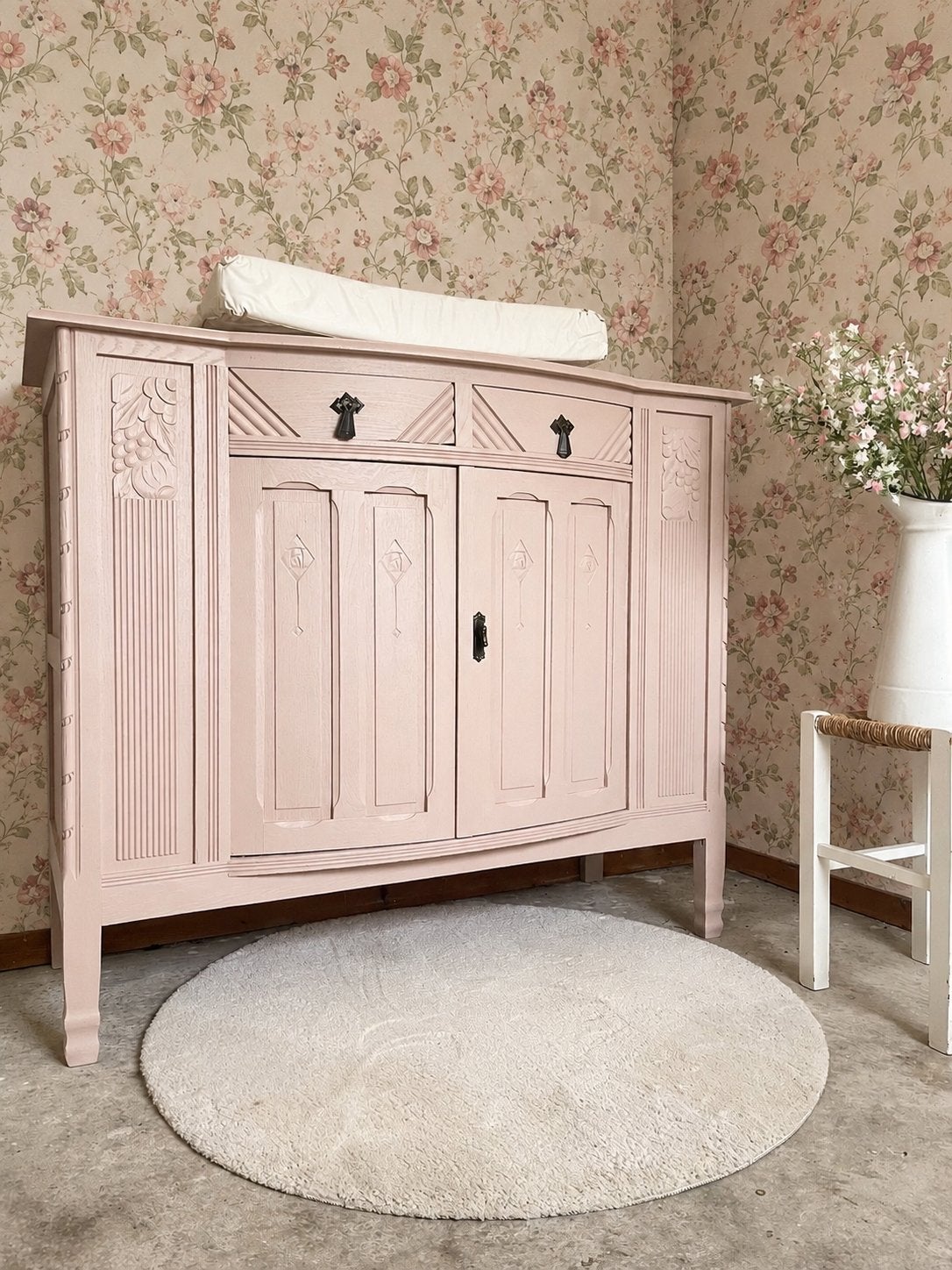 Vintage eiken commode, brocante kast, dressoir, Ophalen, Gebruikt, 50 tot 70 cm, 100 cm of meer