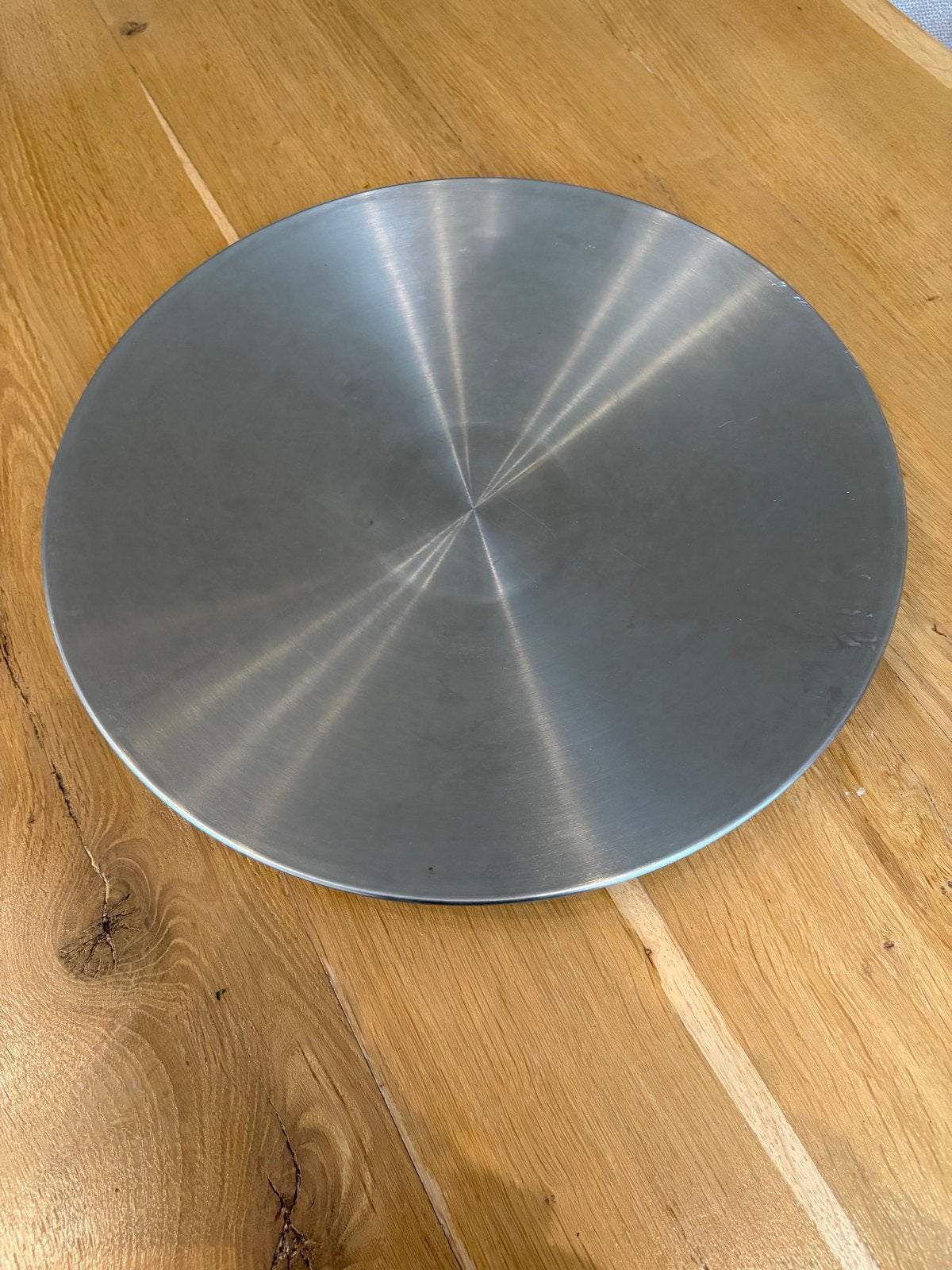 Ronde metalen schaal , fruitschaal - Geborsteld staal, Ophalen, Schaal, Rond, Zo goed als nieuw