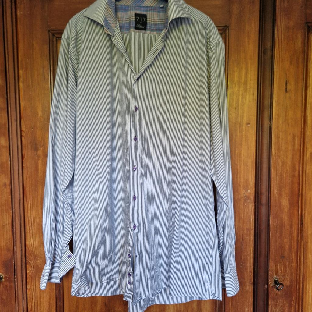 717 Refined gestreept overhemd maat 44, Kleding | Heren, Overhemden, Blauw, Ophalen of Verzenden, Zo goed als nieuw, 717 Refined