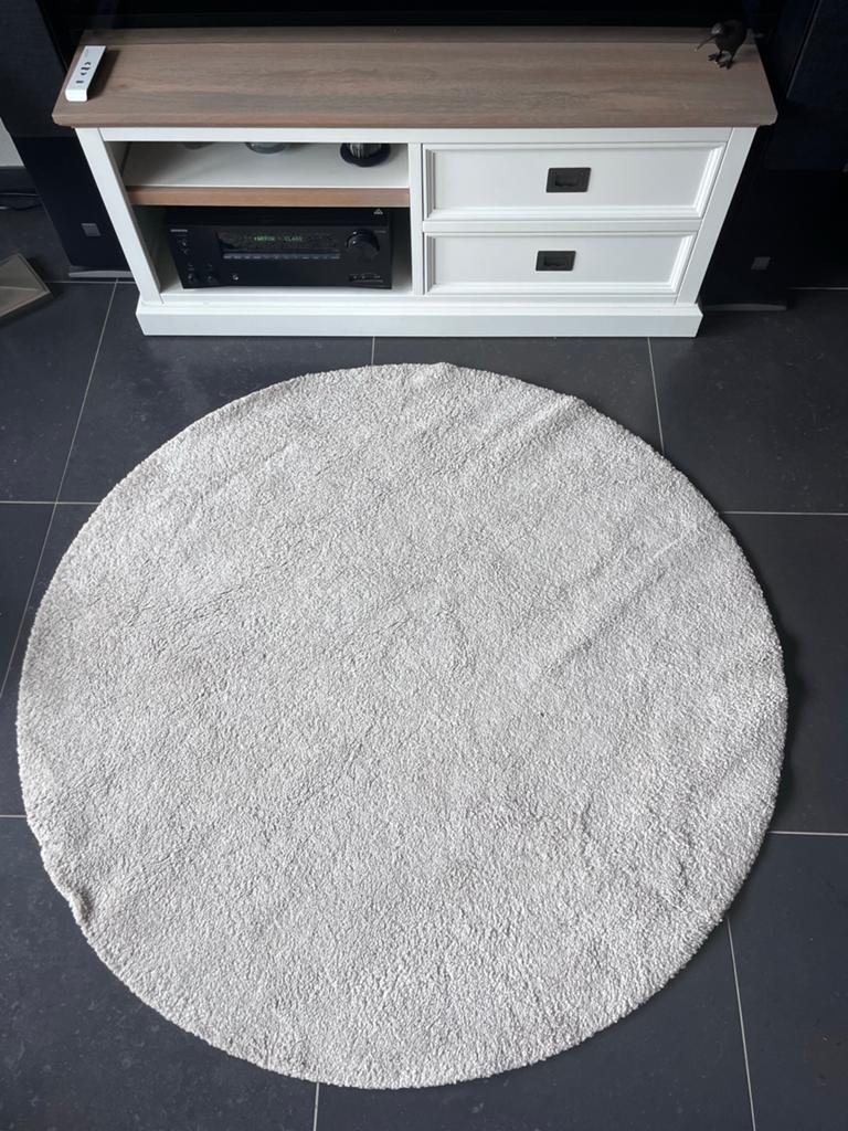 Rond vloerkleed - Beige - Zo goed als nieuw, 100 tot 150 cm, Rond, Ophalen of Verzenden, Zo goed als nieuw
