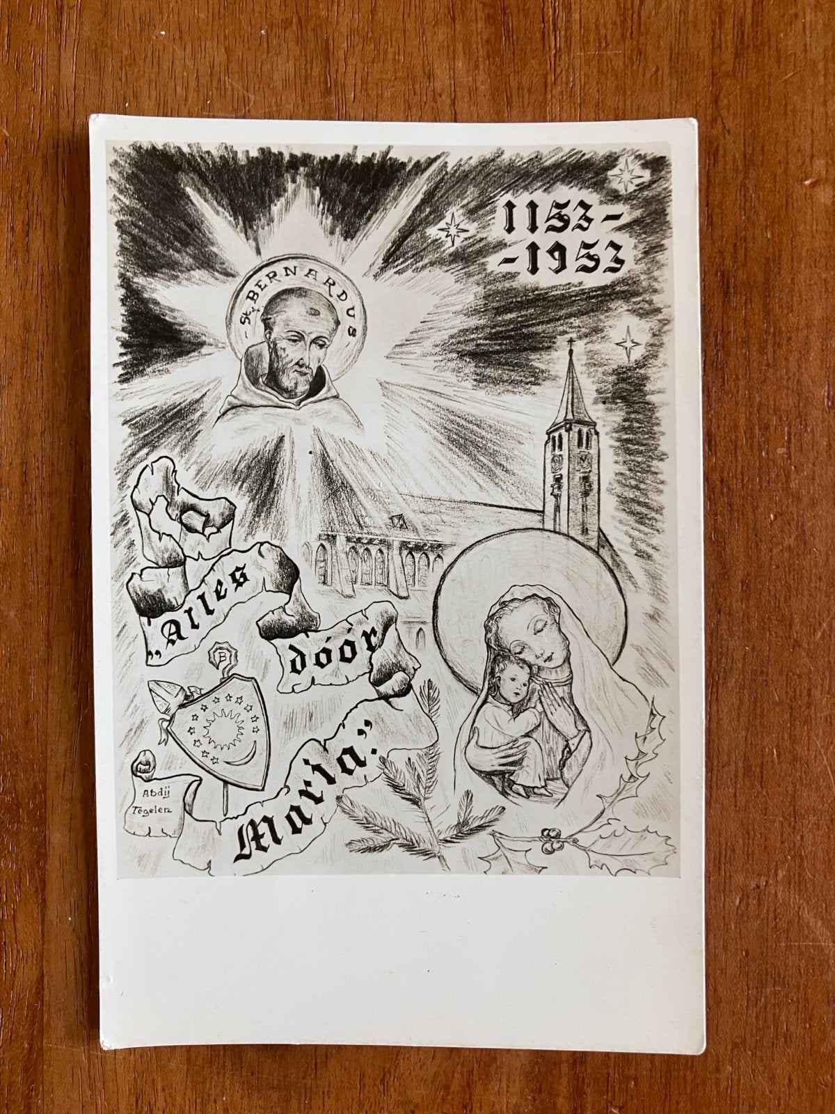 800 jaar sterfdag St. Bernardus 1153-1953. Abdij Tegelen, Ophalen of Verzenden, 1940 tot 1960, Gelopen, Limburg