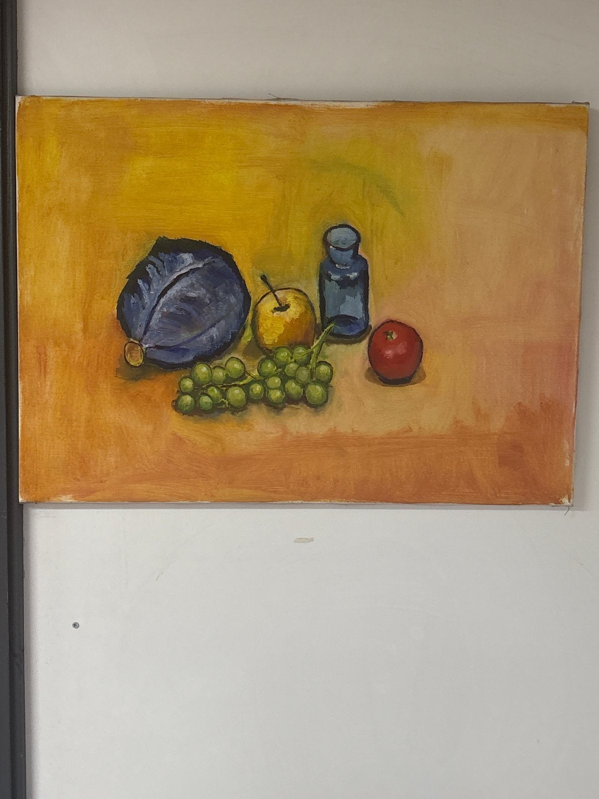 Stilleven met fruit en groenten - Olieverf op doek, Doek, Realistisch, Stilleven, Ophalen of Verzenden